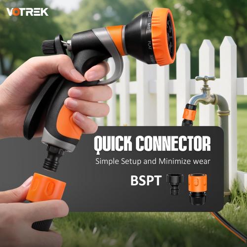 Retractable Garden Hose Reel Outside [1/2 inch ×100 FT], VOTREK Automatic Rewind Wall Mounted Hose Reel [Heavy Duty] with Any Length Lock, 180° Swivel Bracket, 9 Modes Nozzle for Watering Cleaning