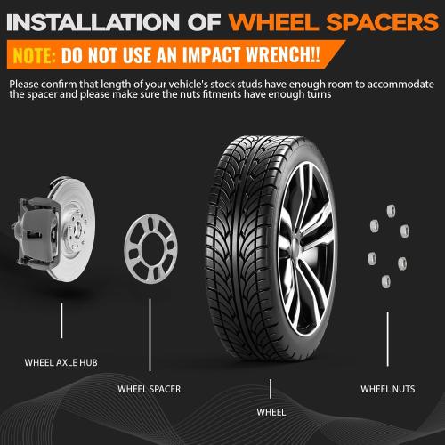 Set of 4 Pack Universal Wheel Spacers, 5/16 (8 mm) Die Cast Replacement Aluminum Spacer for 4 Lugs Wheels/Rims, Fits 100 to 114.3mm Multiple Bolts Pattern, 4x100, 4x108, 4x110, 4x114.3, 4x4.5
