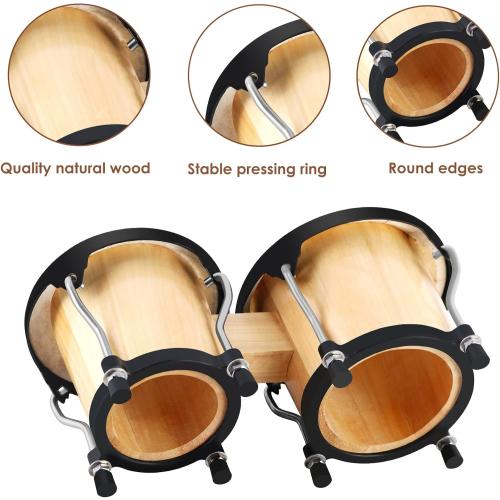 EastRock Bongo Drum 4” and 5” Set for Adults Beginners Professionals Tunable Wood and Metal Drum Percussion Instruments With Tuning Wrench