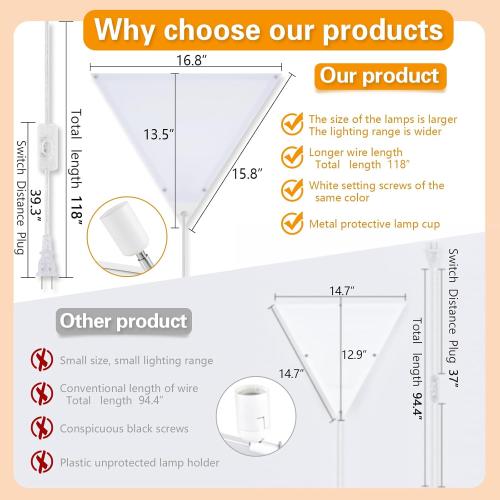 2 Pack Corner Light, Modern Corner Ceiling Light for Living Room, Bedroom, Office - White