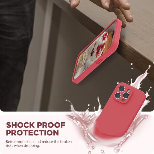 Gamma loo iPhone 13 Pro Max Case with Screen Protector, (with Camera Protection & Soft Microfiber Lining) Liquid Silicone Phone Case, Guava