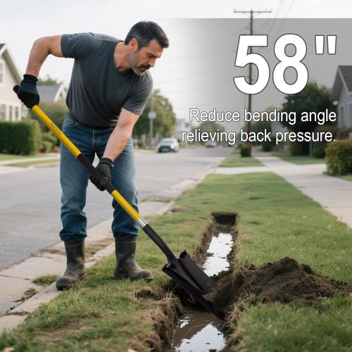 Nohovu Shovel for Digging, Heavy Duty Shovel with Fiberglass Handle, 58 Inches