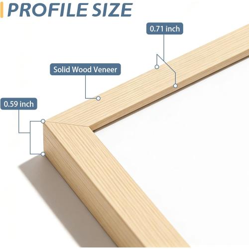 16x20 Frame Matted to 11x14 Natural Solid Wood Veneer 16 x 20 Picture Frame with Shatterproof Plexiglass, 16x20 Frames Wooden 20x16 Picture Frames for Wall Gallery Home Decor, 1 Pack