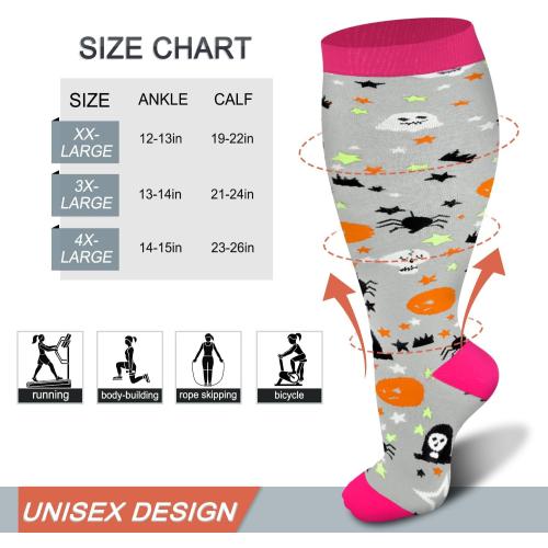 Set of 3 Plus Size Diu Life 3 Pairs Plus Size Compression Socks for Women and Men Wide Calf Extra Knee High Support for Circulation