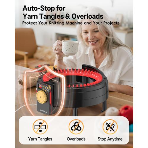 [2025 Upgraded] zestwrench Electric Knitting Machine Adapter for Addi Knitting Machine 46, LCD Panel & Row Counter, Flat/Circular Dual Mode, Variable Speed Motor Accessories for Most Yarns