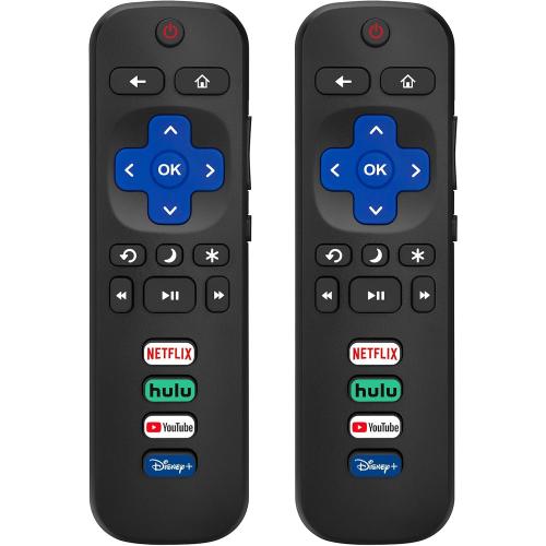 (Pack of 2) Replacement Remote Control Only for Roku TV, Compatible for TCL Roku/Hisense Roku/Onn Roku/Sharp Roku/Element Roku/Westinghouse Roku/Philips Roku Smart TVs (Not for Roku Stick and Box)