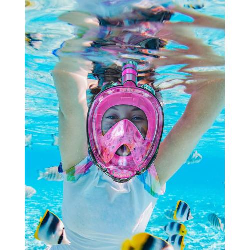 Full Face Snorkel Mask for Adults, Snorkeling Gear with Camera Mount, 180 Degree Panoramic View Snorkel Set Anti-Fog Anti-Leak