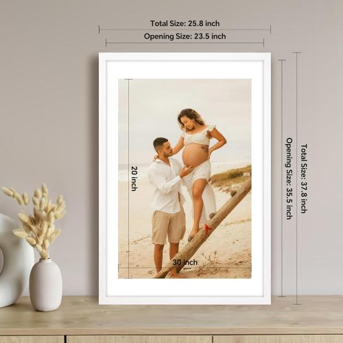 24x36 Large Picture Frame for Wall, Vertical or Horizontal Wall Hanging Large Poster Frame for Photo and Posters, Poster Frame 20x30 with Mat 24x36 Without Mat