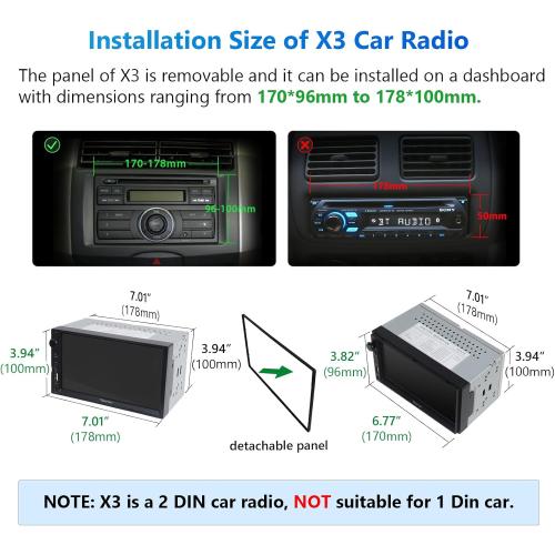 Eonon 7'' Double Din Car Stereo Wireless CarPlay & Wireless Android Auto Car Audio Receivers with AHD Backup Camera, Built in DSP, Bluetooth, MirrorLink, SWC, FM/AM, Fast Charge - X3