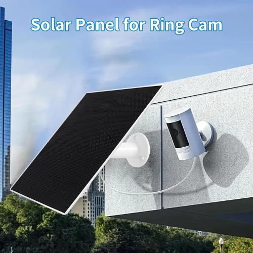 Ring Camera Solar Panel Charger, Compatible with Ri ng Stick Up Cam, Ri ng Stick Up Cam Pro, Ri ng Spotlight Cam Plus/Pro, TypeC and Ring Barrel DC Plug, 6W5V (1Pack)