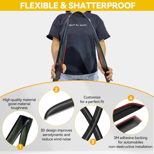 Rain Guards for 2007-2010 Hyundai Elantra Sedan (Excludes Touring Models), Out-Channel Window Visor Shields Vent Deflector Shade Wind Dark Smoke 2008 2009 07 08 09 10, Outside-Mount, 4PCS