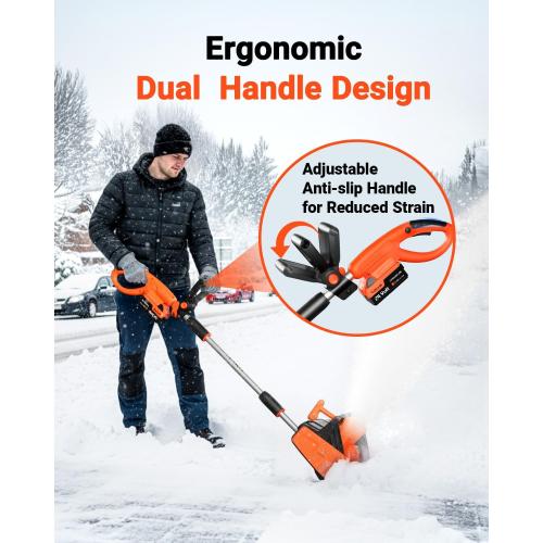 Cordless Snow Shovel, 24V | 13-Inch | 4-Ah Cordless Snow Blower, Battery Snow Blower with Directional Plate & Adjustable Front Handle (4-Ah Battery & Quick Charger Included)