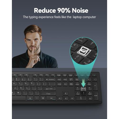 TECKNET Bluetooth Keyboard Rechargeable 4-Device (2.4G BT) Free Switching