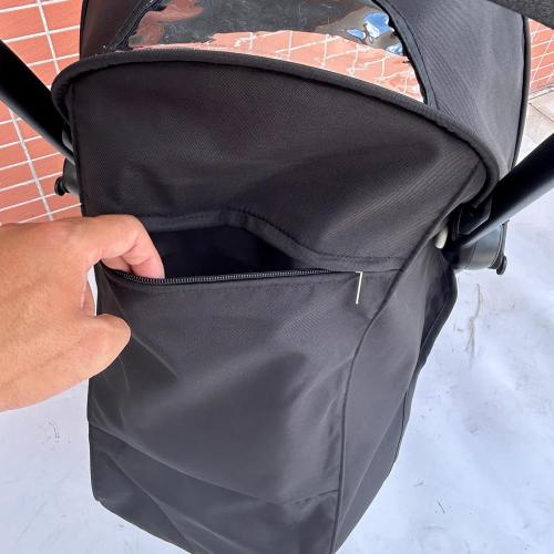 Baby Stroller Seat Cushion and Canopy  Double-Layer Fabric (Black)