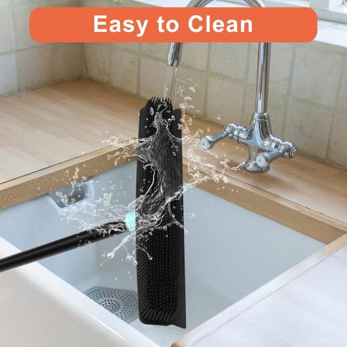 Rubber Broom Carpet Rake for Pet Hair Removal, Fur Remover Broom with 59 Telescoping Long Handle, Pet Hair Broom with Squeegee for Carpet, Hardwood Floor, Tile