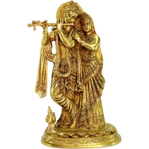 eSplanade Brass Radha Krishna Murti Idol Statue Sculpture - 12 inches | Pooja Idols | Home Decor