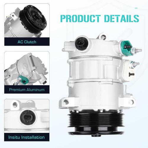 Air Conditioning A/C Compressor with Clutch Fits for Chrysler 200 2.4L 2011-2014, Sebring 2.4L 2007-2010, for Dodge Avenger 2.4 2008-2014, Journey 2.4 2009-2020, CO 11267C, Without Rear A/C