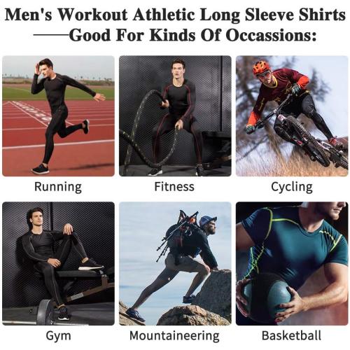 Men's Compression Shirts Long Sleeve Athletic T Shirt Workout Cool Dry Running Tops Gym Undershirts Baselayers 2 Pack