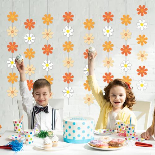 Summer Daisy Groovy Boho Party Banners Daisy Garland Kit Daisy Hanging Swirl Party Supplies Decorations Daisy Paper Cutouts for One Two Birthday Baby Shower Classroom Favor Supplies Decor