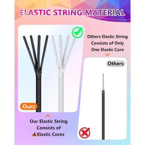 2 Rolls FIVEIZERO Black Elastic Bracelet String Total 330 Feet,1mm,1.2mm,1.5mm Elastic Cord for Beading Stretchy String with Beading Needle for Bracelets, Sewing, Necklace, Jewelry Making and Crafts