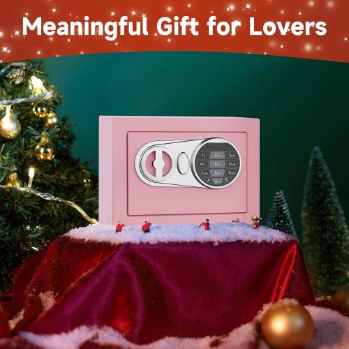 Goldenkey Small Safe Box for Money, Digital Home Safe Box with Keys&Code for Cash and Coin, Mini Safes for Kids, Personal Items for Hotel, 6.69D x 9.05W x 6.69H, 0.236 Cu.Ft.