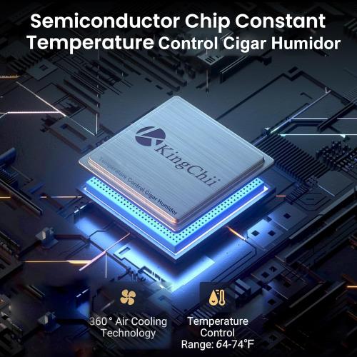 KingChii 8L Electric Cigar Humidors with Temperature Control System, Cigar Cabinet with Spanish Cedar Wood Shelves & Hygrometer, Father's Day Gift for Men (2 Layers 80 Capacity)