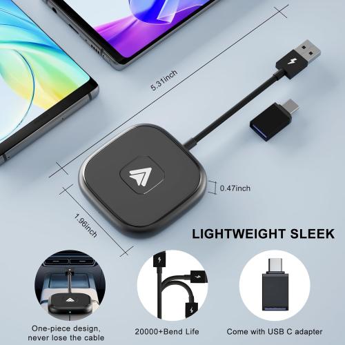 Android Auto Wireless Adapter for Wired Android Auto Cars Converts Wired to Wireless - Easy Setup Plug & Play Seamless Connection Stable and Fast