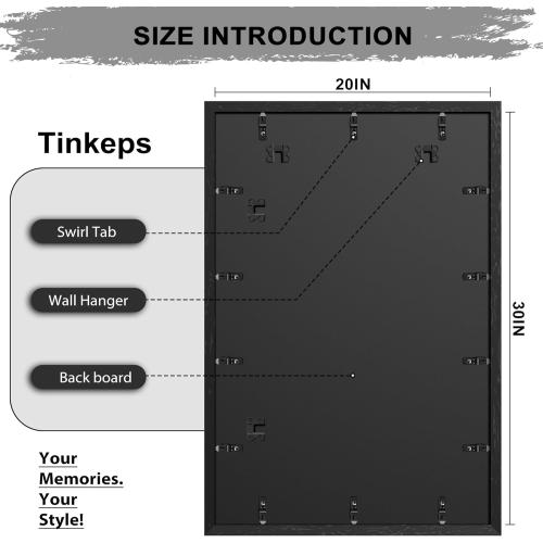 20×30 Frame Black, Hang Horizontally or Vertically, Perfect 20x30 Poster Frame for Photos, Posters & Artwork