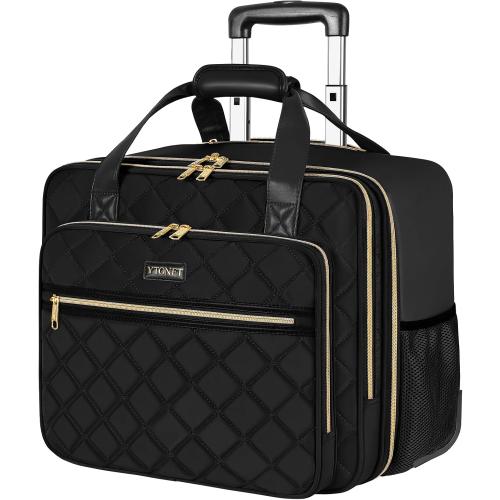 Ytonet Rolling Laptop Bag Women, Rolling Briefcase for Women, 17.3 Inch Laptop Bag with Wheels Rolling Computer Bag Laptop Case for Work Travel College Business Wife Mom Teacher, Black