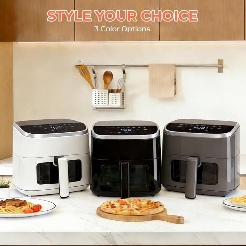 NEWBULIG Air Fryer，4QT Small AirFryer with Easy View Window and Interior Light, Digital Touchscreen with 8 Presets for Custom Cooking, Nonstick and Dishwasher Safe Basket, Black