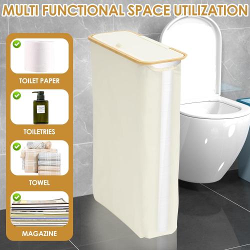 Toilet Paper Storage, Large Capacity Bin for 24 Rolls, Toilet Paper Basket Organizer Basket, Bathroom Roll Holder Stand Bathroom Accessories Organizer (White)