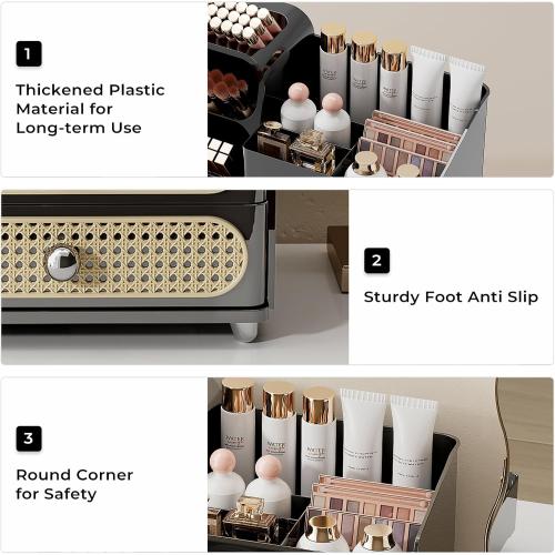 UFORU Makeup Organizer Countertop with Brush Holder for Vanity Bathroom