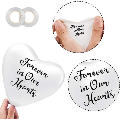 Sumind 60 Pieces Memorial Balloons Funeral Hearts Shape, White