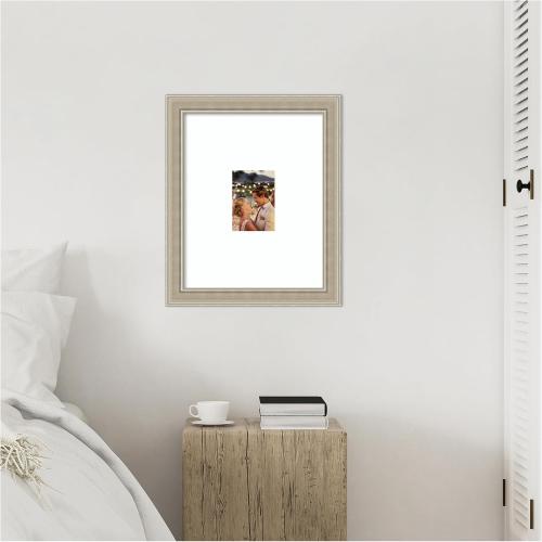Amanti Art Picture Frame Matted to  Photo Frame, Mezzo Silver Wood Framing for your Wedding Photos, Family Pictures, Diploma, Certificate, Kids Art Gift for Mom or Poster Wall Decor