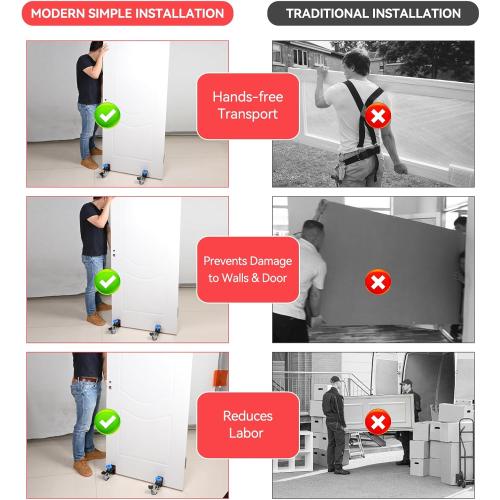 Dolly Kit with Wheels - Interior Door Install Tools for Most Pre-Hung or Slab Doors, Plywood Dolly Protect Your Back Commercial & Residential Use (Black)