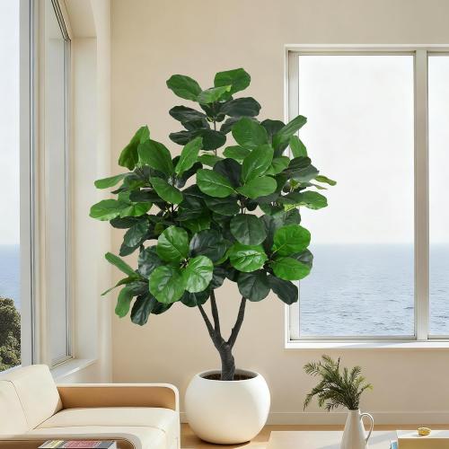 Artificial Fiddle Leaf Fig Tree 7FT Tall Large Faux Trees with Realistic Leaves, Fake Tropical Floor Potted Artificial Plants for Home Office Living Room Indoor Outdoor Decor (84in,1Pack)