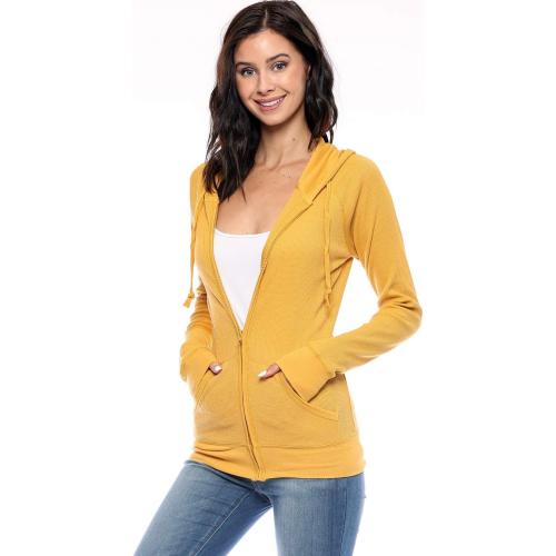Urban Look Women's Casual Light Weight Thermal Zip Up Hoodies