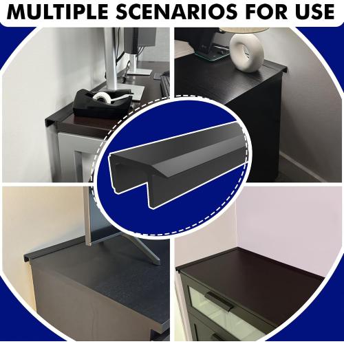 Desk to Wall Gap Filler – Desk to Wall Gap Cover, Durable PVC Plastic Office Desk Attachment, Eliminates Desk-Wall Gaps, Easy Installation, Fits Most Desks, 48 Inches, Matte Black