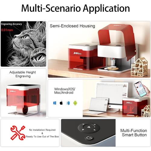 JWHetc Xpro10W Laser Engraver Machine, Portable 10000mW Laser Engraver and Cutter Machine for Wood Leather Metal Silicone Paper Glass Cloth,Class 1 (10W)