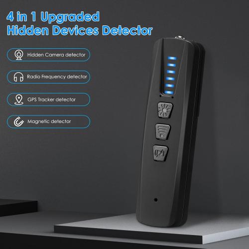 Hidden Camera Detectors,Bug Detector Anti Spy Camera Finder, GPS Tracker Detector RF Wireless Scanner Rechargeable, 5 Levels Sensitivity 4 Modes for Hotel,Travel,(Black) (Black)