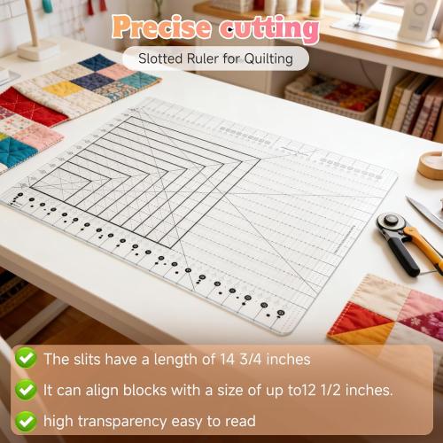 Stripology Ruler for Quilting, XL-Slotted Ruler for Quilting -17-3/4 x 22, Oversized Non-Slip Design, Made with High-Clarity, Durable Acrylic, 5 in 1 Quilt Cutting Template