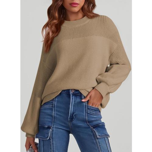 Size S Dokotoo Women's Casual Long Sleeve Sweaters Loose Crewneck Knit Solid Pullover Sweater Jumper Tops