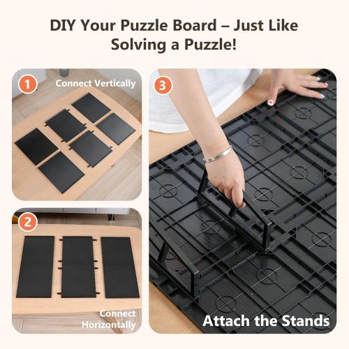 WELGEE  Tilting Puzzle Board with Stand, 31” x 24” Lightweight Portable Puzzle Table for Adults & Seniors, DIY Customizable Puzzle Accessory Only 3.5 lbs (Black)