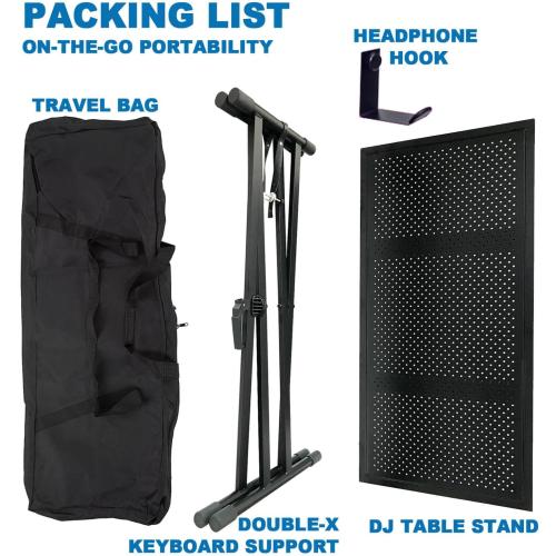 DJ Table Stand Audio Mixer Stand Portable Booth - 35 x 17.3 Versatile DJ Booth Stand for Piano, Laptops, Controllers, Midi Keyboards, and Audio Mixers, Mixer Pioneer DJ Controller Equipment