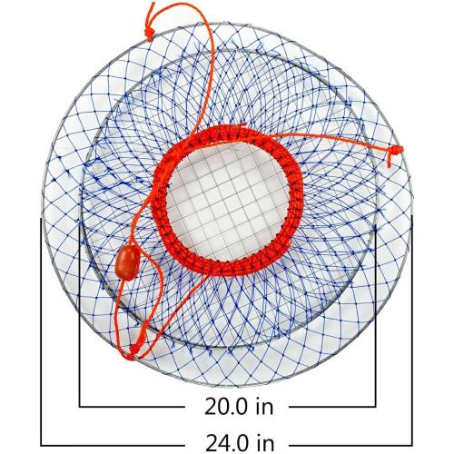 Palmyth Wire Grid Bottom Crab Nets Two Ring Crab Kit with Harness and Bait Clip 24” X 20” X 12”