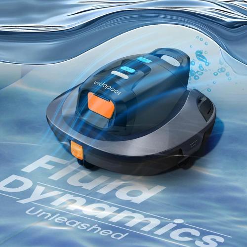Orca Cordless Robotic Pool Vacuum Cleaner,Portable Auto Swimming Pool Cleaning Self-Parking Technology with LED Indicator,Ideal for Above Ground/Flat Pools up to 860 Sq.Ft,Lasts 90 Mins Grey