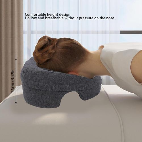 Face Down Pillow with Memory Foam, Soft Ergonomic Design for Comfortable Sleeping, Ideal for Home and Beauty Salon Use, Features Hollow Breathable Holes (Dark Gray)