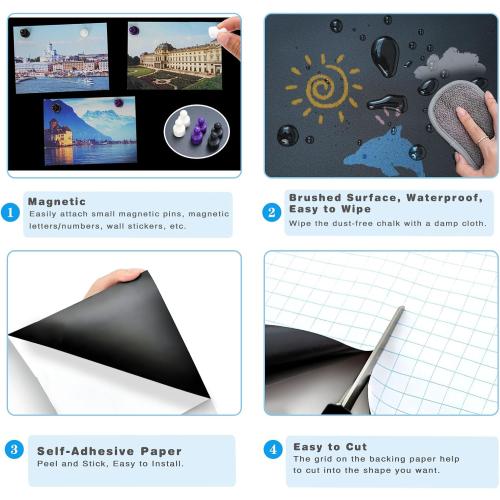 YOUNGJQ Magnetic Chalkboard for Wall 60 x 36 Self Adhesive Blackboard Wallpaper Peel and Stick Wall Decal Roll with Starter Kit for Home School