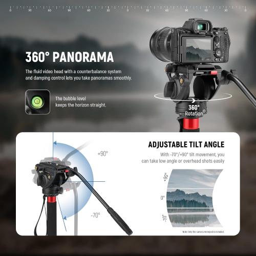 NEEWER 71.6 Pro Camera Monopod with Feet, Carbon Fiber Telescopic Video Monopod with QR Plate Compatible with DJI RS Gimbals, Removable Base for Camera Camcorder, Max Load 13.2lb/6Kg, TP71