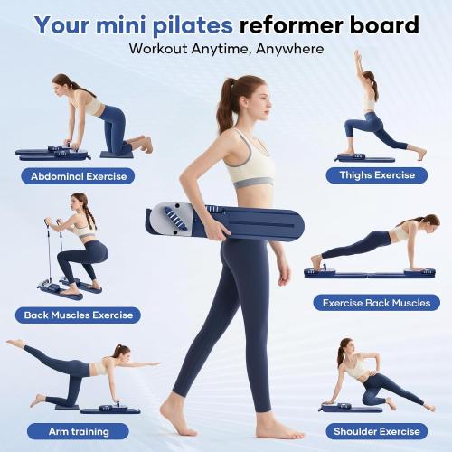 Pilates Reformer Board, 15-in-1 Mini Pilates Machine Set, Multifunctional & Foldable Core Exercise Ab Board, Portable Pilates Board for Home Office Workout Equipment